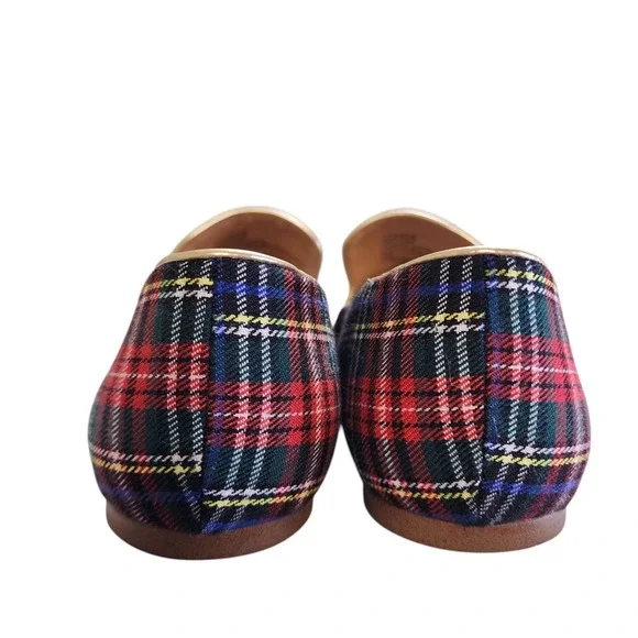J Crew Womens Stewart Plaid Smoking Loafers Size 10 Tartan Plaid Preppy Holiday - Picture 6 of 10